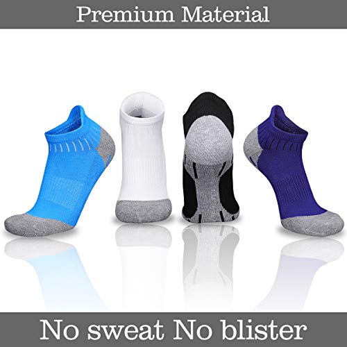 Heatuff Men's Low Cut Ankle Socks Athletic Cushioned Moisture Wicking Breathable Casual Tab Socks -6 Pack(Black)