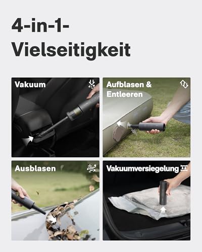 HOTO Handstaubsauger Auto, 4-in-1-Akku-Staubstaubsauger mit 20000 Pa Starker Saugkraft, Elektrischer Druckluft-Staubsammler, Mini Staubsauger für Auto, Schreibtisch, Computer, Tastatur, Büroreinigung