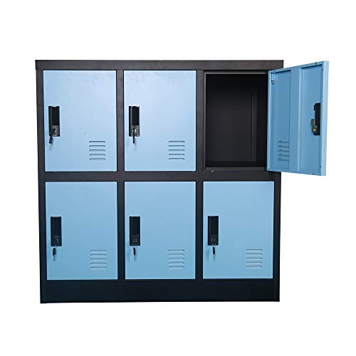 Small Office Storage Locker Cabinet Organizer for Employee,School Locker for Kids Mini Size (Blue, W6D)
