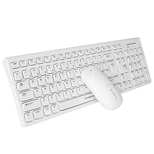 Qisan Wireless Keyboard and Mouse Combo Set Slim Compact Full Size 104 Keys Keyboard and Mute Mouse, Wireless 2.4G USB Nano Receiver for PC Desktop Computer Laptop Mac Tablet- White - Thumbnail 7