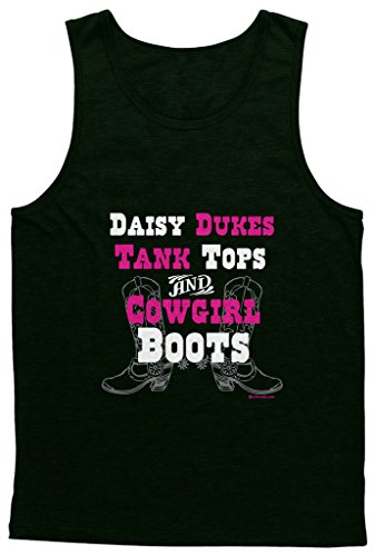 Blittzen Mens Tank Daisy Dukes Tank Tops & Cowgirl Boots, 2XL, Black