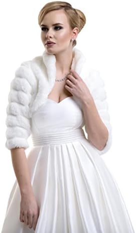 Ladies Mink Faux Fur Bridal Wedding Bolero Jacket with Collar FFJ-88