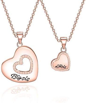 Kuiyai Big Sis Middle Sis Little Sis 3 Piece Cut Heart Necklace Set 2 Sis Zircon Nrg Amazon Com Au Fashion