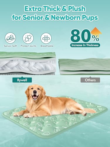 Rywell Tapete Refrescante para Perros 110*80CM, Tapete Frío para Perros/Mascotas, No Tóxicos Alfombrilla de Refrigeración Fresco Portátil,Lavable Manta de Refrigeración con Cambio de Color Endotérmico