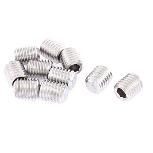 uxcell M10x12mm 1.5mm Pitch Hex Socket Set Flat Point Grub Screws 10pcs