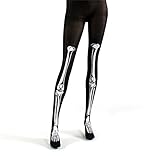 PATTONJIOE Skeleton White Bone Tattoo Socks Pantyhose Stocking Tight Nice Black