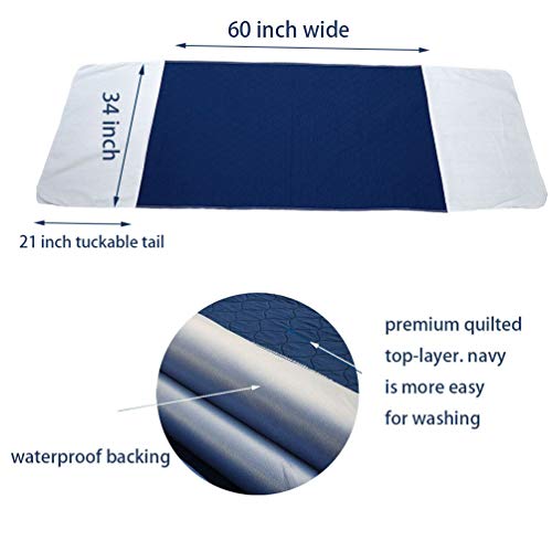 Careboree Pack of 2 Cotton TopLayer Reusable Tuckable Underpads 34"X60