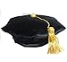 Fristaden Graduation Doctoral Tam, 6-Sided, Black Velvet Band, Gold Tassel, XS-XL