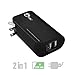 SIIG Dual-Function Travel USB Wall Charger with Built-in 5000mAh Power Bank - 2 Smart Charging Port (AC-PW0V12-S1)
