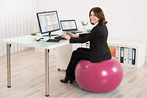 Limm Exercise Ball by for Yoga, Pilates, Stretching and General Fitness - Includes Foot Pump, Starter Guide and Access to Exclusive Members Portal (65cm)
