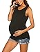 Ekouaer Maternity Nursing Tank Top Women Maternity Tops Nursing for Breastfeeding Black L