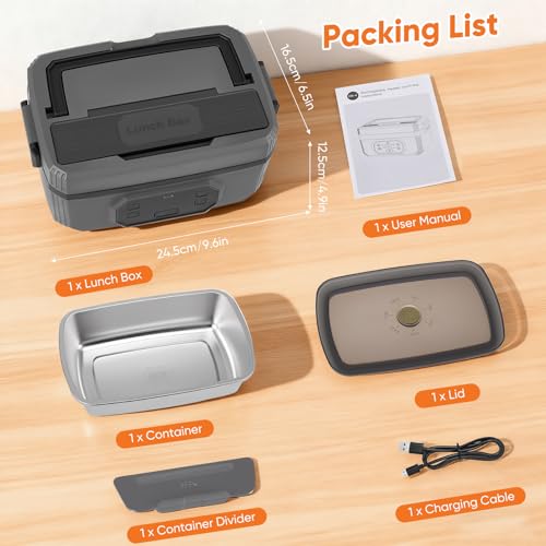 Niktulo Cordless Electric Lunch Box, 24000mAh Self-Heating Food Warmer with 1.2L Airtight Container, Rechargeable Portable Lunch Box