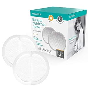 Nanobébé Disposable Nursing Pads – 40 Days and 20 Nights Ultra Thin & Extra Absorbent Vented Leak Proof Nursing…