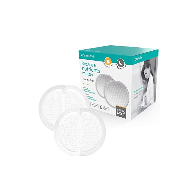 Nanobébé Disposable Nursing Pads – 40 Days and 20 Nights Ultra Thin & Extra Absorbent Vented Leak Proof Nursing…
