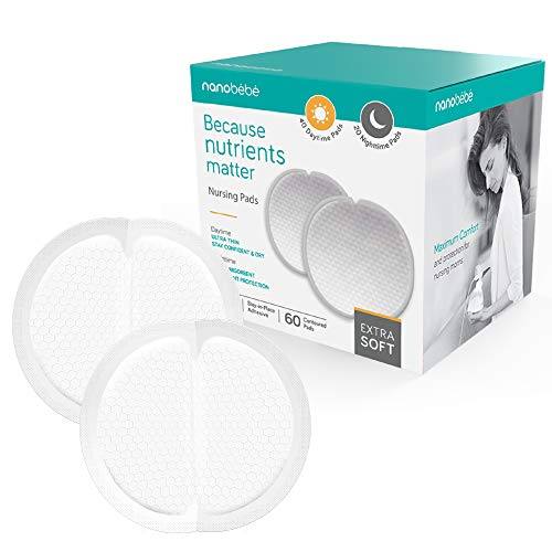 Nanobébé Disposable Nursing Pads – 40 Days and 20 Nights Ultra Thin & Extra Absorbent Vented Leak Proof Nursing…