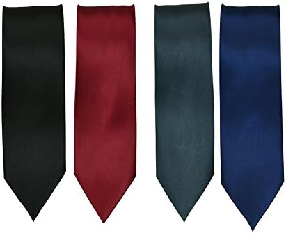 Men's Slim Satin Necktie (Multicolour, Free Size) Combo Set of 4