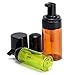 Foam Bottle Dispenser, Refillable Foaming Soap Pump Bottle, 2OZ Empty Plastic Travel Bottle 100ML(3.4OZ) Castile Soap Liquid Containers - Amber Green
