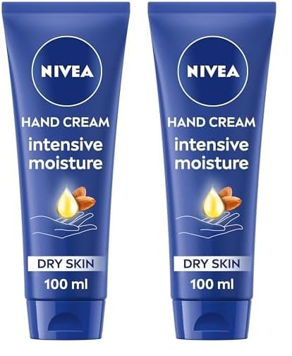 NIVEA Intensive Moisture Hand Cream (100ml), Nourishing Hand Cream with Almond Oil and Shea Butter, Daily Intensive Moisturising Hand Lotion for Dry Hands (Pack of 2)
