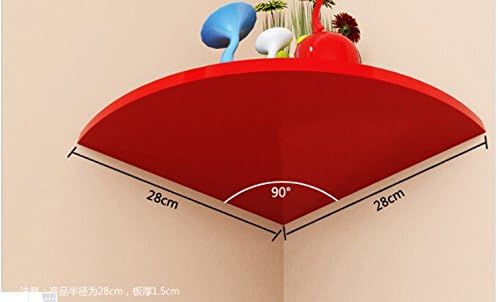 KUYIYILO Triangle Fan-Shaped Shelf Right-Angled Corner Corner Shelf Wall-Mounted Partition Shelf Decoration Frame Creative Lattice Wall, Red