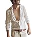 Zbrandy Men's Cotton Linen Blend Shirts Ultra Light Colorful Shirts Colour White Size XL