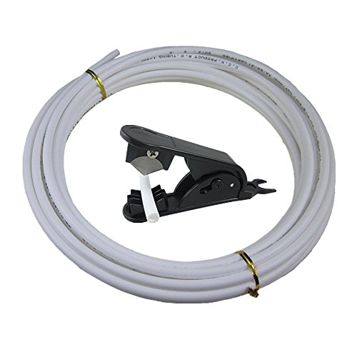 Lemoy Size 1/4 Inch, 20 Meters 60 feet Length Tubing Hose Pipe for RO Water Filter System +tube cutter (White 20 metersï¼ˆ60 feetï¼‰)