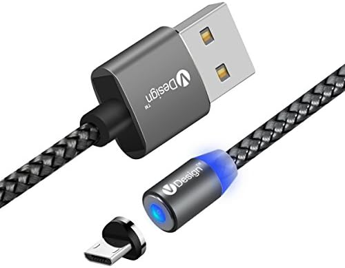 ACALI Magnetic Micro USB Cable, Nylon Braided Fast Charger with Metal Plug LED Light 3.3/6.6ft for Samsung S2 S3 S4 S6 S7 Edge, Note 2/3/4/5, Tab S2 S, LG G4 G13, Sony Xperia and Other Android Phones
