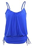 Aleumdr Womens Blue Retro Swimdress Swing Strap Tankini Swim Top Small