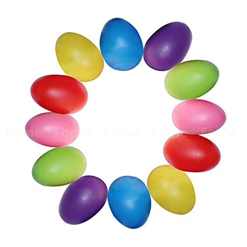Percussion Musical Egg,FOME 12PCS Playful Plastic Maracas Egg Shakers Set Musical Egg Shakers Child Kids Instrument Toy with 6 Different Colors 2.2x1.6in - Thumbnail 4