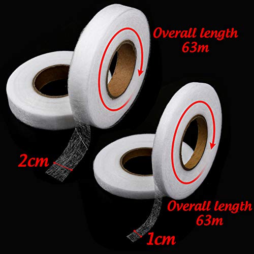 VGOODALL 4 Rollen Saumband zum Nähen, 256 M Bügelband Gardinen Klebeband für Textilien Vorhänge Aufbügeln 10mm / 20mm Weiß