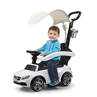 neotheroad Mercedes Benz Kids Ride-on Toy Convertible to Foot-to-Floor Play Pushing Car White