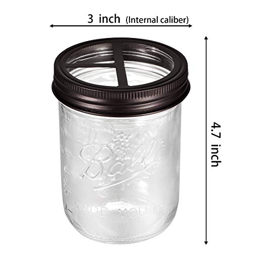 Mason Jar Toothbrush Holder - Bronze - with 16 Ounce Ball Mason Jar,Premium Rustproof 304 Stainless Steel Lid and Chalkboad Labels - Rustic Farmhouse Decor Bronze Bathroom Accessories/Bronze