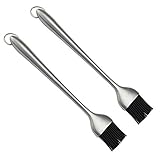 Hulless BBQ Basting Brush Silicone Bristles 12 Inch Sauce Basting Brush 2PCS Stainless Steel Handle Silicone Basting Brush.