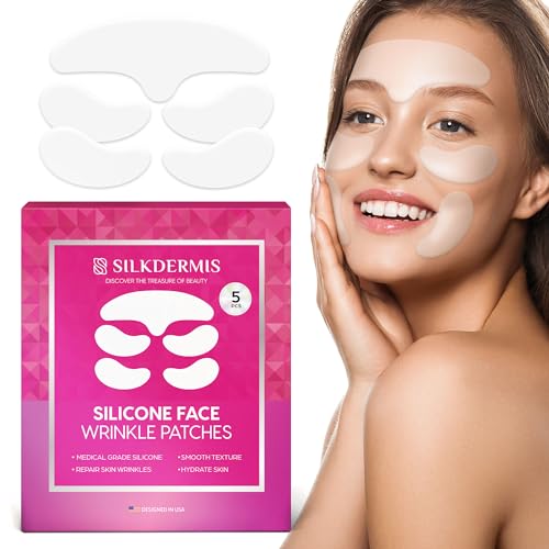 Silicone Face and Forehead Wrinkle Patches: Facial Wrinkle Patch for overnight and Smile Line and Under Eye Patches Forehead Wrinkle Treatment 5pcs x 1Pack