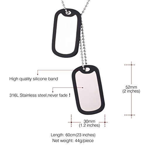 Custom Engraved Medical Alert ID Dog Tag Pendant with Stainless Steel Chain 23"