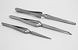 CROSS LOCK TWEEZERS SET 3 CROSS LOCKING SOLDERING SELF CLOSING STRAIGHT & BENT (E 3) NOVELTOOLS