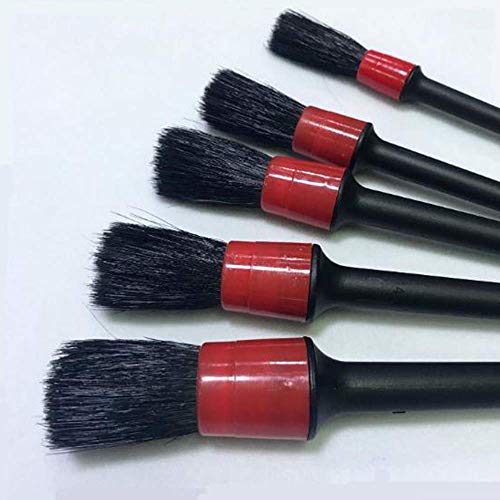 ZYTC Car Detailing Brush Auto Detail Brush Set of 5 Boar Hair Automotive Detail Brushes Kit for Cleaning Car Interior Exterior, Vehicles Wheels Leather Engine Dashboard