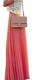 TM Womens's Bohemia Chiffon Pleated Retro Maxi Dress Elastic Waist Skirt Big Hem