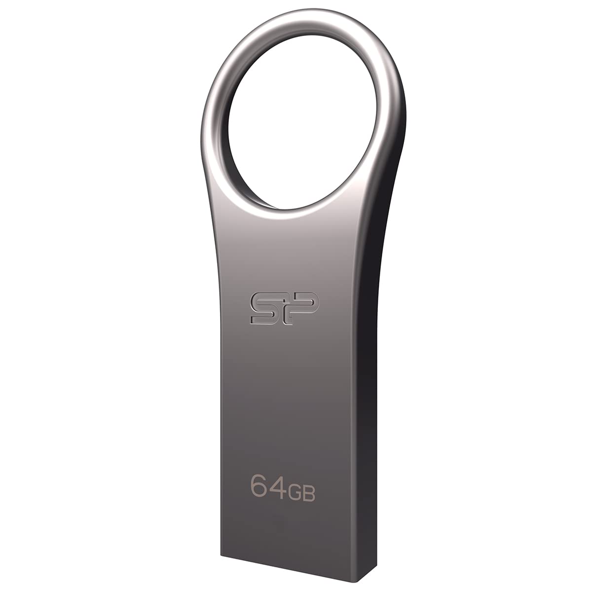 Silicon Power 64GB Jewel J80 USB 3.0 Key Flash Drive, Titanium (SP064GBUF3J80V1T)