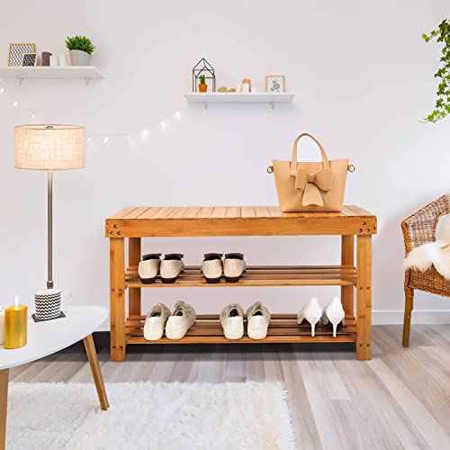 JMLHMXC Bamboo Shoe Rack Bench, Extended