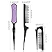Mini Folding Detangling Brush Hairstyles Teasing Comb for Volume Hair Traval Portable Rattail Comb Backcombing Brush, Stagged 3 Tier TPEE Bristles for Fine Thin Hair, Hair Salon/ Home Use - Purple