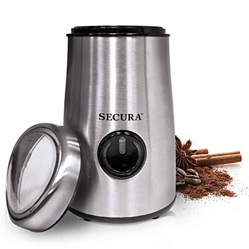 Secura Electric Coffee and Spice Grinder with StainlessSteel Blades