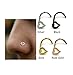 Kokkn 3 Pcs Heart Nose Studs Piercing Ornament Nose Ring Screw Stainless Steel Curved Nose Nails (Silver)