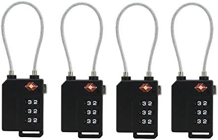 Newtion Tsa Approved 3 Digit Luggage Locks Cable TSA Combination padlocks Travel Lock For Travel Safety and Security 4 Pack (black)