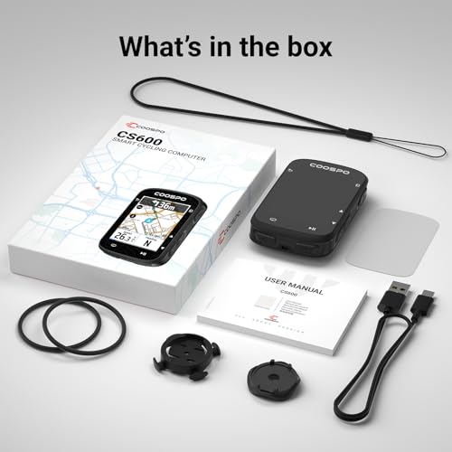 COOSPO CS600 Color Touchscreen GPS Bike Computer, Wireless IPX7 Waterproof Cycling GPS Speedometer with Bluetooth/ANT+,AUTO-Backlight & Route Navigation, Support Bike Radar & 36H Battery Life