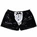 FEESHOW Men's Leather Wet Look Tuxedo Boxer Shorts Briefs Underwear with Bow Tie (Black, L)