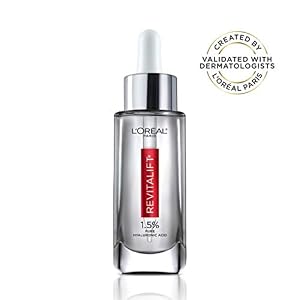 Image of Hyaluronic Acid Serum by L’Oreal Paris Skincare, Revitalift Derm Intensives Pure Hyaluronic Acid Anti-Aging Face Serum for Visibly Plumped Skin and Reduced Wrinkles, Paraben Free, 1.0 oz.
