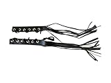 Black Leather Fringed Motorcycle Clutch Lever Brake Cover with 12