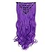 Creamily 8 Pcs Full Head Party Highlights Clip on in Hair Extensions Multi-Colors Synthetic Hairpieces (20-Inch Curly, Purple)