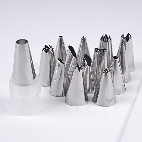 STORE-HOMER - 16PCS/Set Silicone Kitchen Accessories Icing Piping Cream Pastry Bag +14 Stainless Steel Nozzle Set DIY Cake Decorating Tips