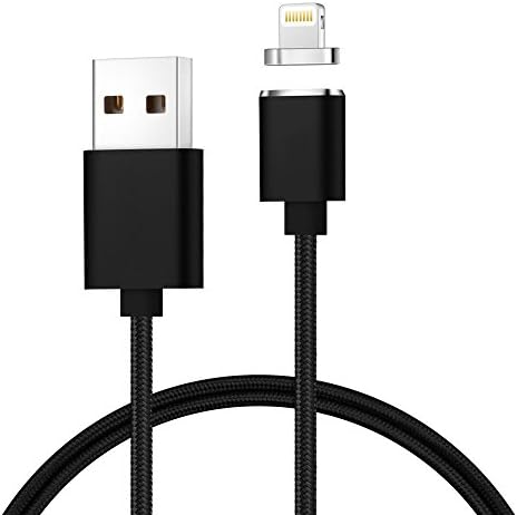 Magnetic Charging Cable 3.3 FT Nylon Braided 2.0 Micro USB Cable Magnet With LED Display Fast Charge Data Lightning Cable 8 pin for iPhone 5, 5c, 5s, SE, 6, 6 Plus, 6s, 6s Plus, 7, 7 Plus (Black)